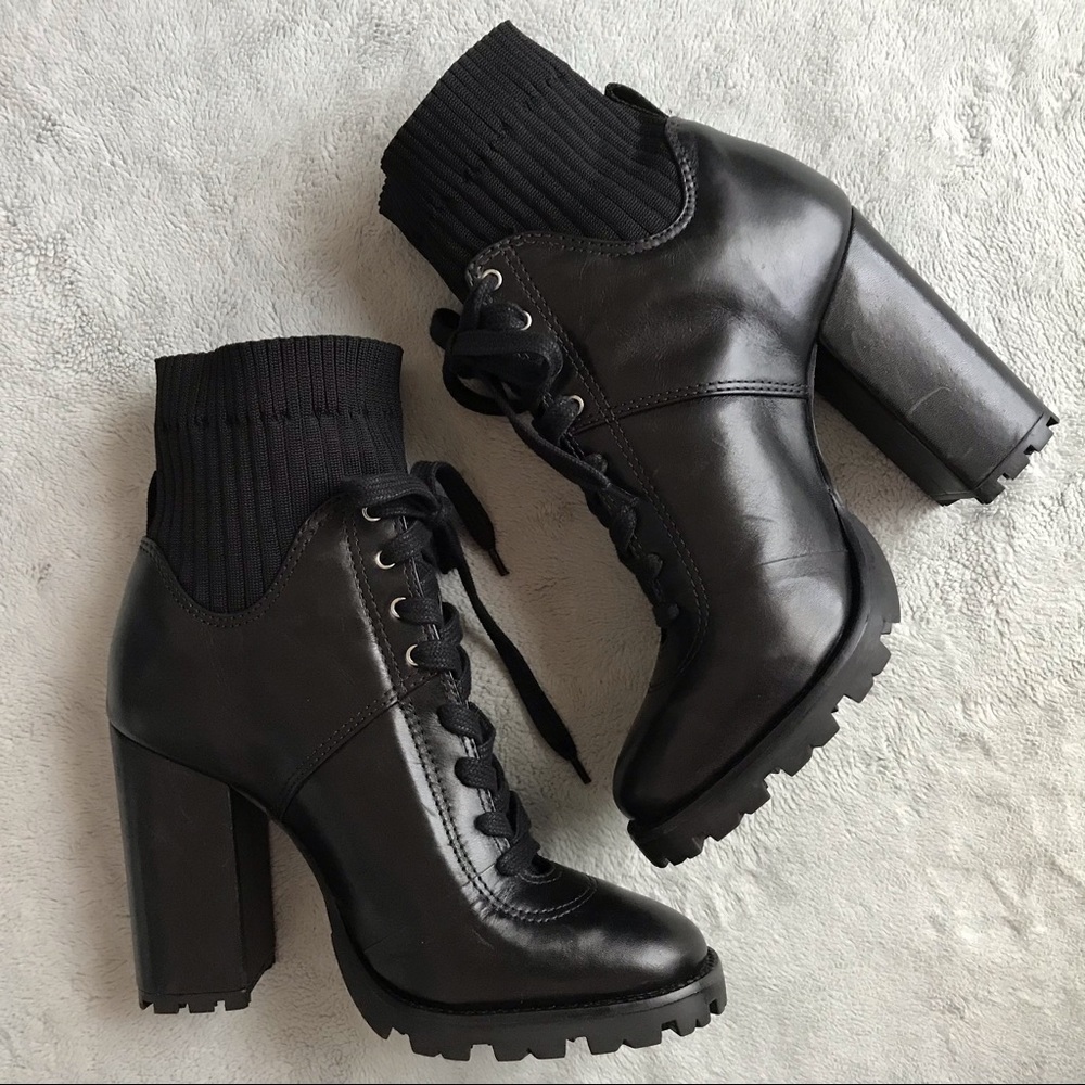 NWT Schutz Cheryl Leather Lace-Up Combat Boots 9